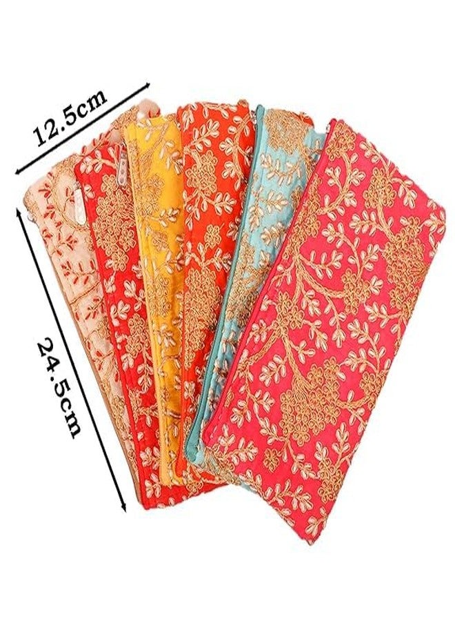 AT Ankit Traders Traditional Embroidered Zipper Purse for Women Pack of 12 | Return Gifts for Baby Shower, Haldi, Mehendi, Wedding | Multicolor Ethnic Pouch Set - Image 4